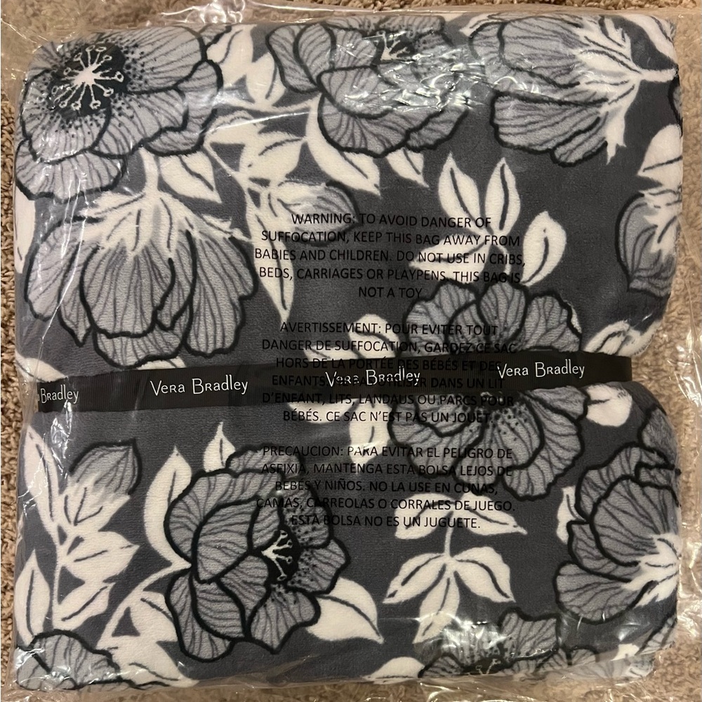 Vera Bradley Moon Shadow Meadow Floral Throw Blanket